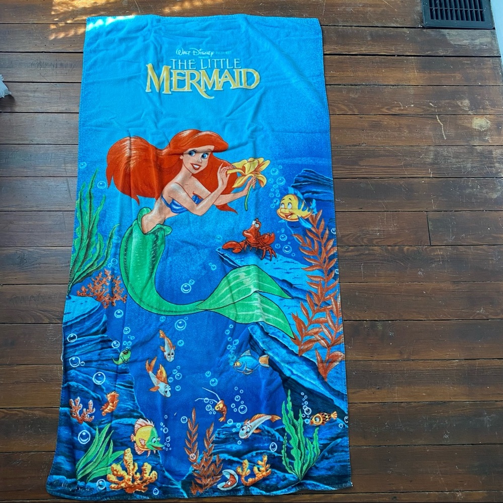 Vintage 1990s Disney Little Mermaid Beach Towel